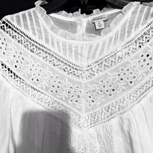 Sundance Simple Wonders Lace Top Cotton Eyelet Button Back Peasant Boho XL